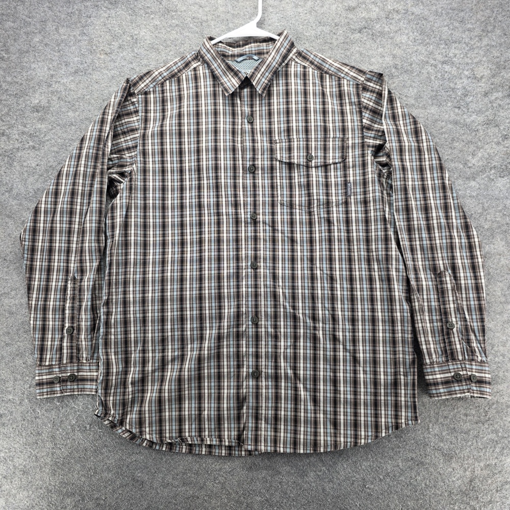 Columbia Shirt Mens Large Brown Plaid Omni-Wick Long Sleeve Outdoor Hiking